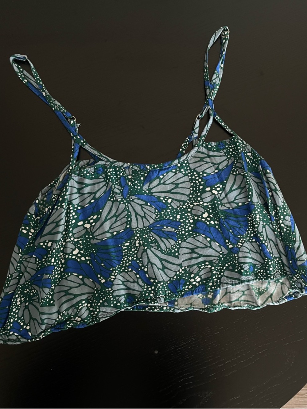 Blue and Green Patterned Women's Top
